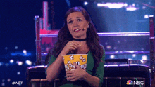Eating Popcorn Celia Muñoz GIF - Eating Popcorn Celia Muñoz America'S Got Talent GIFs