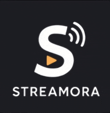 a black background with a white letter s and the word streamora
