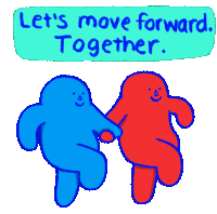 Lets Move Forward Together Blue And Red Sticker - Lets Move Forward Together Blue And Red Democrat Stickers