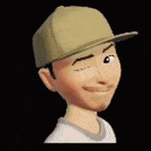 a cartoon character wearing a hat and a white shirt with a fire in his mouth .