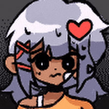 a cartoon of a girl with a heart in her hair .