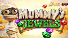 an advertisement for mummy 's jewels shows a mummy wrapped in a bandage