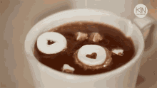 Peanut Butter Hot Chocolate Heart Marshmallows GIF - Peanut Butter Hot Chocolate Hot Choco Hot Chocolate GIFs