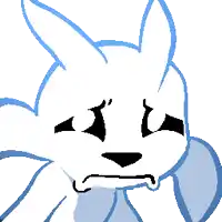 a pixel art drawing of a white cat with black eyes