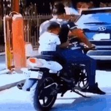 Mom Child Gets Out Motocycle GIF