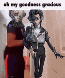 a cartoon character is standing next to another cartoon character with the caption oh my goodness gracious .