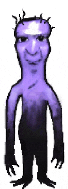 a pixel art of a purple monster with spikes on its head .