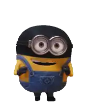 a minion wearing overalls and goggles says aw