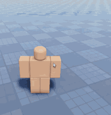 a cartoon character is running on a blue tiled floor .