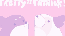 pretty patrick is written on a pink background with purple dogs