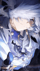 a drawing of a person with long white hair