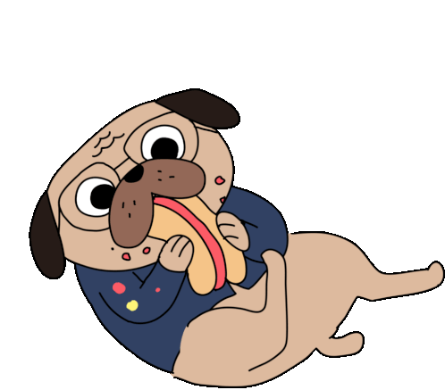Hungry Hot Dog Sticker - Hungry Hot Dog Pug Stickers