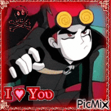 a picture of a cartoon character that says i love you on it