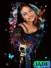 a colorful painting of a woman with the name jade on the bottom