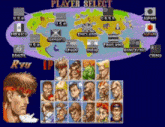 a player select screen for a video game with ryu
