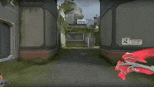 a person is holding a sword in a video game while wearing gloves .