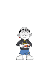 a cartoon character with a hoodie that says thot