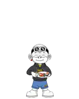 a cartoon character with a hoodie that says thot