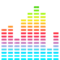 a rainbow colored equalizer is shown with a white background
