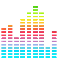 a rainbow colored equalizer is shown with a white background
