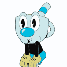 whistling mugman the cuphead show trying to calm down trying not to be scared