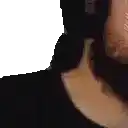 a close up of a person 's face with a white background .