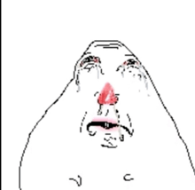 a black and white drawing of a man 's face with tears coming out of his eyes