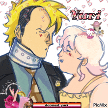 a drawing of a man and a woman with the name yuri on the bottom