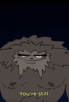 a cartoon drawing of a monster asking what happened to his clothes