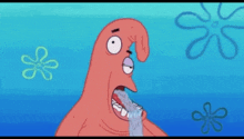 patrick star from spongebob squarepants is crying in front of a girl