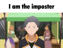 a picture of a boy with the words " i am the imposter " below him