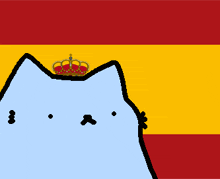 a drawing of a cat with a crown and the words vamos in white letters