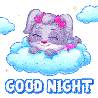 a cartoon dog is laying on a cloud with the words good night