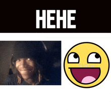 a winkham smiley face is next to a picture of a person wearing a hat