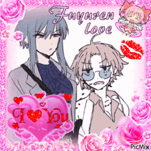 a picture of two anime characters with the words i love you on the bottom