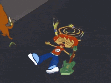 a cartoon character with a guitar that says ' a ' on it 's neck