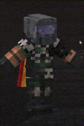 a minecraft character with a helmet and a shield