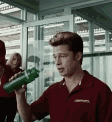 Brad Pitt Tumbler GIF - Brad Pitt Tumbler Drinking GIFs