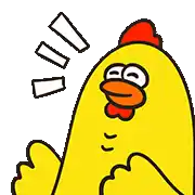 a cartoon chicken with a red crest is making a funny face and giving a thumbs up .