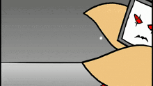 a cartoon of a cat with red eyes and a white face