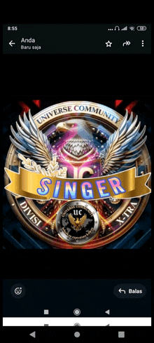 a picture of a singer logo on a phone screen