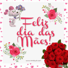 feliz dia das m%C3%A3es happy mothers day roses flowers greetings