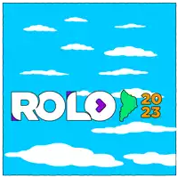 a drawing of the word rolo on a blue background with clouds