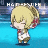 a cartoon of a girl with the words haiii bestiee on the bottom