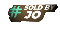 a brown sign that says sold by jo on a white background