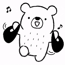 white shy bear dancing music