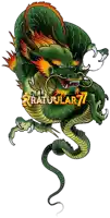 a drawing of a green dragon with the words " ratujlar 77 " on the bottom