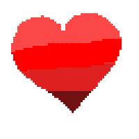 a pixel art of a broken red heart