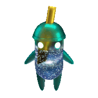 a cartoon character with a straw on top of it 's head