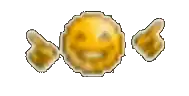 a cartoon of a smiley face with three fingers pointing to it .